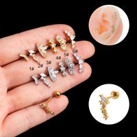 1 Piece Ear Cartilage Rings & Studs Sweet Heart Shape Crown 316 Stainless Steel  Copper Plating Inlay Zircon main image 3