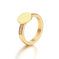 304 Stainless Steel 18K Gold Plated IG Style Elegant Simple Style Plating Inlay Round Zircon Rings sku image 1