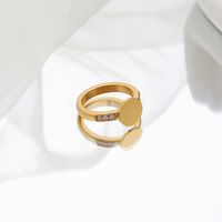 304 Stainless Steel 18K Gold Plated IG Style Elegant Simple Style Plating Inlay Round Zircon Rings main image 3