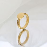 304 Stainless Steel 18K Gold Plated IG Style Elegant Simple Style Plating Inlay Round Zircon Rings main image 4