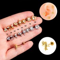 1 Piece Ear Cartilage Rings & Studs Sweet Heart Shape Flower Airplane 316 Stainless Steel  Copper Plating Inlay Zircon main image 1