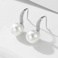 1 Pair Ig Style Sweet Solid Color Plating Inlay Sterling Silver Pearl Zircon 14k Gold Plated Rhodium Plated Ear Hook main image 5