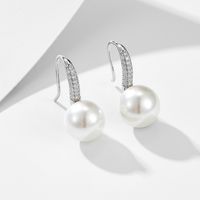 1 Pair Ig Style Sweet Solid Color Plating Inlay Sterling Silver Pearl Zircon 14k Gold Plated Rhodium Plated Ear Hook main image 4