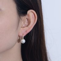 1 Pair Ig Style Sweet Solid Color Plating Inlay Sterling Silver Pearl Zircon 14k Gold Plated Rhodium Plated Ear Hook main image 6