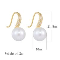 1 Pair Ig Style Sweet Solid Color Plating Inlay Sterling Silver Pearl Zircon 14k Gold Plated Rhodium Plated Ear Hook main image 2
