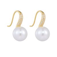 1 Pair Ig Style Sweet Solid Color Plating Inlay Sterling Silver Pearl Zircon 14k Gold Plated Rhodium Plated Ear Hook main image 9