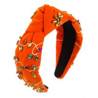 Women's Elegant Luxurious Flower Cloth Inlay Rhinestones Glass Hair Band main image 6