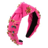 Women's Elegant Luxurious Flower Cloth Inlay Rhinestones Glass Hair Band sku image 2