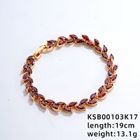 Elegant Leaves Copper Zircon Bracelets In Bulk sku image 1