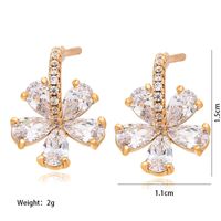 1 Pair Xuping Sweet Flower Plating Inlay Alloy Artificial Gemstones 18k Gold Plated Ear Studs main image 2