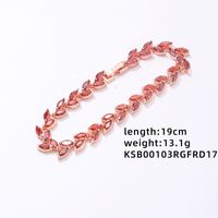 Elegant Leaves Copper Zircon Bracelets In Bulk sku image 3