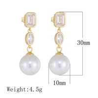 1 Pair Ig Style Sweet Round Square Oval Plating Inlay Sterling Silver Pearl Zircon 14k Gold Plated Rhodium Plated Drop Earrings main image 2