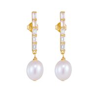 1 Pair Ig Style Sweet Geometric Solid Color Plating Inlay Sterling Silver Pearl Zircon 14k Gold Plated Rhodium Plated Drop Earrings main image 9