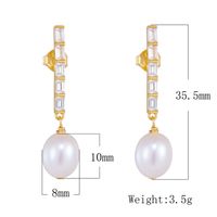 1 Pair Ig Style Sweet Geometric Solid Color Plating Inlay Sterling Silver Pearl Zircon 14k Gold Plated Rhodium Plated Drop Earrings main image 2