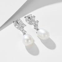 1 Pair Ig Style Sweet Irregular Solid Color Plating Inlay Sterling Silver Pearl Zircon 14k Gold Plated Rhodium Plated Drop Earrings main image 4