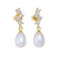 1 Pair Ig Style Sweet Irregular Solid Color Plating Inlay Sterling Silver Pearl Zircon 14k Gold Plated Rhodium Plated Drop Earrings main image 9