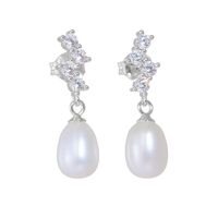 1 Pair Ig Style Sweet Irregular Solid Color Plating Inlay Sterling Silver Pearl Zircon 14k Gold Plated Rhodium Plated Drop Earrings main image 10