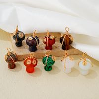 Cute Simple Style Mushroom 304 Stainless Steel Natural Stone Copper K Gold Plated Women's Charms Necklace main image 4