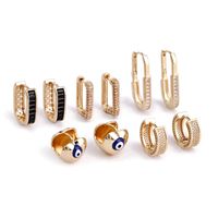1 Pair Casual Simple Style Commute Heart Shape Key Enamel Plating Inlay Stainless Steel Copper Zircon 18k Gold Plated Earrings main image 6