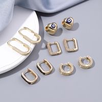 1 Pair Casual Simple Style Commute Heart Shape Key Enamel Plating Inlay Stainless Steel Copper Zircon 18k Gold Plated Earrings main image 4