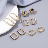 1 Paire Décontractée Style Simple Commuer Forme De Cœur Clé Émail Placage Incruster Acier Inoxydable Le Cuivre Zircon Plaqué Or 18k Des Boucles D'oreilles main image 4