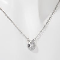 Glass Copper Casual Simple Style Commute Plating Inlay Oval Zircon Pendant Necklace sku image 2