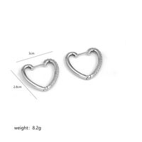 1 Pair Casual Simple Style Commute Heart Shape Key Enamel Plating Inlay Stainless Steel Copper Zircon 18k Gold Plated Earrings main image 3