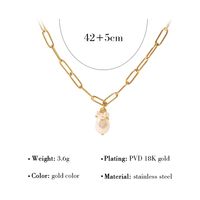 Ig Style Round Oval Heart Shape Stainless Steel Imitation Pearl Plating Inlay Shell 18k Gold Plated Pendant Necklace sku image 5
