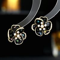 1 Pair Ig Style Sweet Flower Plating Inlay Sterling Silver Zircon Ear Studs main image 5