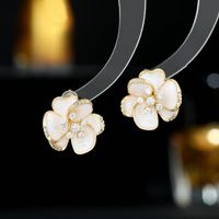 1 Pair Ig Style Sweet Flower Plating Inlay Sterling Silver Zircon Ear Studs main image 4
