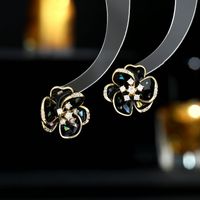 1 Pair Ig Style Sweet Flower Plating Inlay Sterling Silver Zircon Ear Studs main image 3