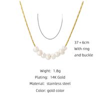 Ig Style Round Oval Heart Shape Stainless Steel Imitation Pearl Plating Inlay Shell 18k Gold Plated Pendant Necklace sku image 1