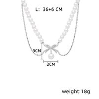 Großhandel Einfacher Stil Pendeln Bogenknoten Perlmutt Titan Stahl Perlen Geschichtete Halskette main image 2
