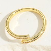 Cute Simple Style Geometric Solid Color Copper 14k Gold Plated Zircon Open Rings In Bulk main image 9