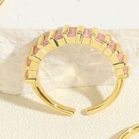 Cute Simple Style Geometric Solid Color Copper 14k Gold Plated Zircon Open Rings In Bulk main image 4