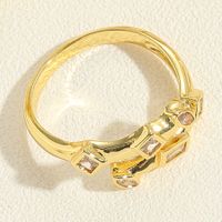 Süß Einfacher Stil Geometrisch Einfarbig Kupfer 14 Karat Vergoldet Zirkon Offener Ring In Masse sku image 1