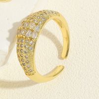Cute Simple Style Geometric Solid Color Copper 14k Gold Plated Zircon Open Rings In Bulk main image 7