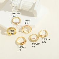 Cute Simple Style Geometric Solid Color Copper 14k Gold Plated Zircon Open Rings In Bulk main image 2