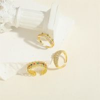 Cute Simple Style Geometric Solid Color Copper 14k Gold Plated Zircon Open Rings In Bulk main image 8