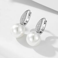 1 Pair Ig Style Sweet Solid Color Plating Inlay Sterling Silver Pearl Zircon 14k Gold Plated Rhodium Plated Drop Earrings main image 3
