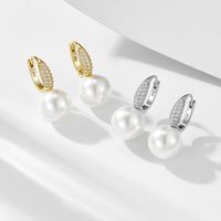 1 Pair Ig Style Sweet Solid Color Plating Inlay Sterling Silver Pearl Zircon 14k Gold Plated Rhodium Plated Drop Earrings main image 5