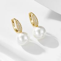 1 Pair Ig Style Sweet Solid Color Plating Inlay Sterling Silver Pearl Zircon 14k Gold Plated Rhodium Plated Drop Earrings main image 1