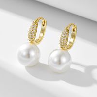1 Pair Ig Style Sweet Solid Color Plating Inlay Sterling Silver Pearl Zircon 14k Gold Plated Rhodium Plated Drop Earrings main image 8