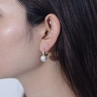 1 Pair Ig Style Sweet Solid Color Plating Inlay Sterling Silver Pearl Zircon 14k Gold Plated Rhodium Plated Drop Earrings main image 7
