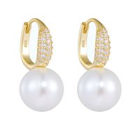 1 Pair Ig Style Sweet Solid Color Plating Inlay Sterling Silver Pearl Zircon 14k Gold Plated Rhodium Plated Drop Earrings main image 9