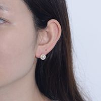 1 Pair Ig Style Sweet Round Plating Inlay Sterling Silver Pearl Zircon 14k Gold Plated Rhodium Plated Ear Studs main image 8