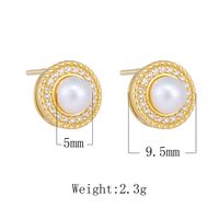 1 Pair Ig Style Sweet Round Plating Inlay Sterling Silver Pearl Zircon 14k Gold Plated Rhodium Plated Ear Studs main image 2