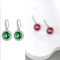 1 Pair Retro Xuping Geometric Inlay Alloy Zircon White Gold Plated Drop Earrings main image 1