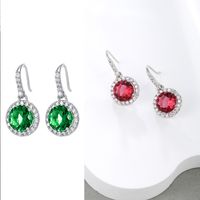 1 Pair Retro Xuping Geometric Inlay Alloy Zircon White Gold Plated Drop Earrings main image 8