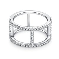 Simple Style Geometric Sterling Silver Rhodium Plated Silver Plated Moissanite Rings In Bulk main image 5